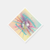 Disco Ball Baby Dusche Groovy Pastel Rainbow Serviette (Ecke)