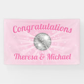 Disco Ball Baby Dusche Groovy Pink Girl Banner (Horizontal)