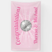 Disco Ball Baby Dusche Groovy Pink Girl Banner (Vertikal)