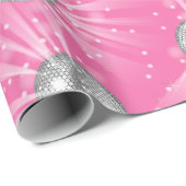 Disco Ball Baby Dusche Groovy Pink Girl Geschenkpapier (Rolleneckpunkt)