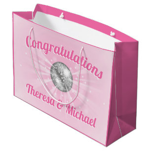 Disco Ball Baby Dusche Groovy Pink Girl Große Geschenktüte