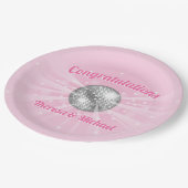 Disco Ball Baby Dusche Groovy Pink Girl Pappteller (Schrägansicht)