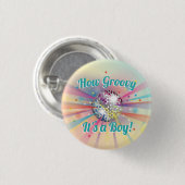 Disco Ball Baby Shower Groovy Es ist ein Junge Button (Vorne & Hinten)
