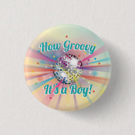 Disco Ball Baby Shower Groovy Es ist ein Junge Button