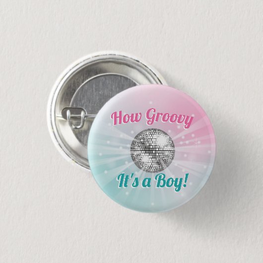 Disco Ball Baby Shower Groovy Es ist ein Junge Button (Vorne & Hinten)