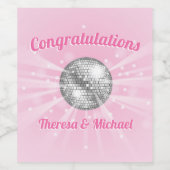 Disco Ball Baby Shower Groovy Pink Girl favor Weinetikett (Einzelnes Label)