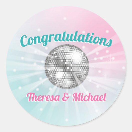 Disco Ball Baby Shower Groovy Runder Aufkleber (Vorderseite)