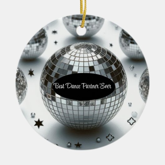 Disco Ball Best Dance Partner Keramik Ornament (Vorne)