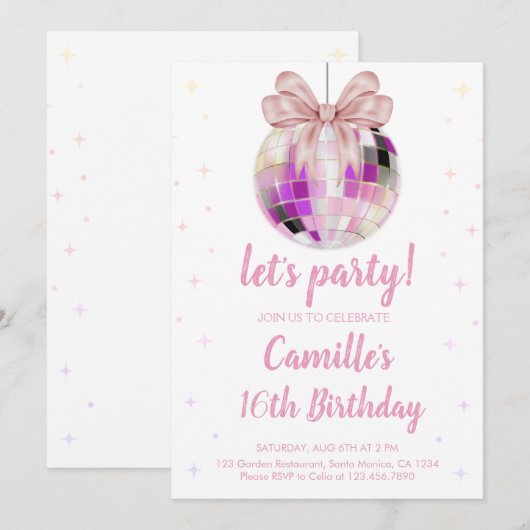 Disco Ball Birthday Einladung (Vorne/Hinten)