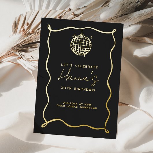 Disco Ball Birthday Foil Einladung