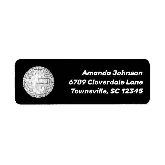 Disco Ball Black Return Address Label (Vorne)