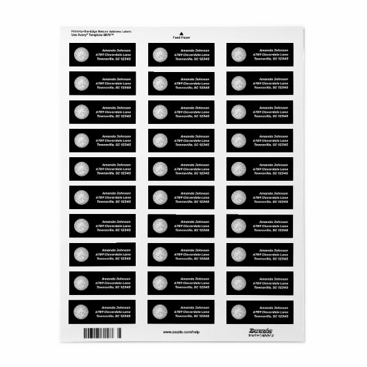 Disco Ball Black Return Address Label (Vorne)
