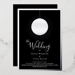 Disco Ball Black Silver Wedding Folieneinladung