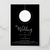Disco Ball Black Silver Wedding Folieneinladung (Vorderseite)