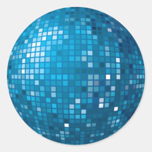 Disco-Ball-Blau-Aufkleber Runder Aufkleber