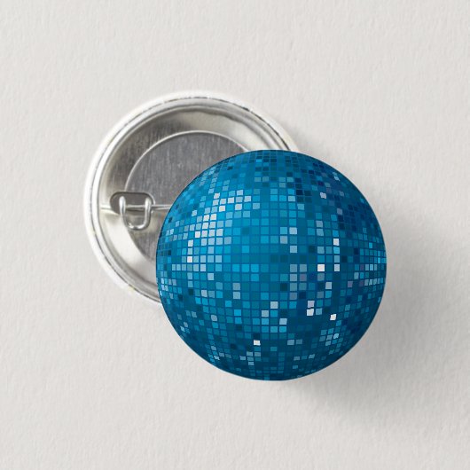 Disco-Ball-Blau-Knopf Button (Vorne & Hinten)