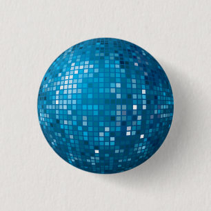 Disco-Ball-Blau-Knopf Button