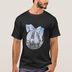 Disco Ball Blue Bow Coquette Giro Ästhetik T-Shirt