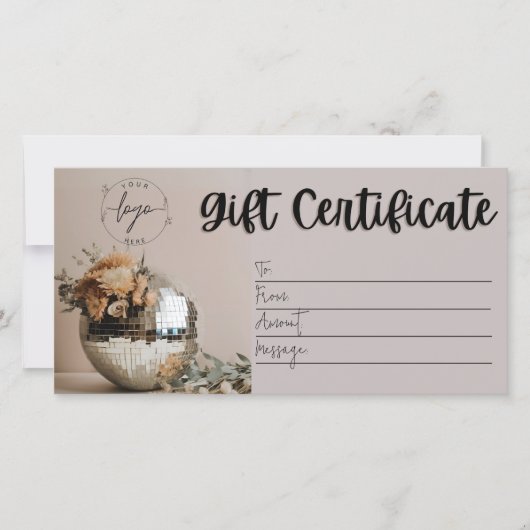 Disco Ball | Blumen | Geschenkgutschein (Vorderseite)