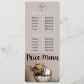 Disco Ball | Blumen | Menü "Preise und Richtlinien Menükarte (Vorderseite)