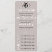 Disco Ball | Blumen | Menü "Preise und Richtlinien Menükarte (Rückseite)