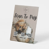 Disco Ball | Blumen | QR-Code | Zahlungszeichen Sockelschild (Vorderseite)