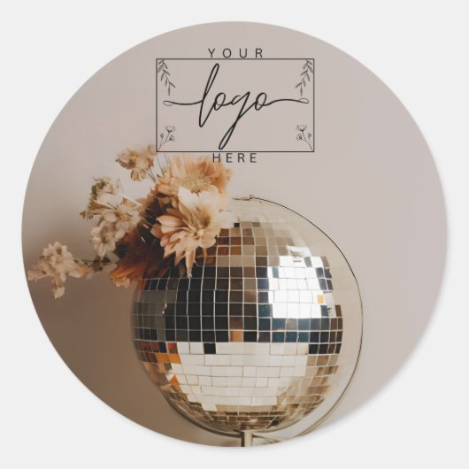 Disco Ball | Boho Blume |Ästhetik Runder Aufkleber (Vorderseite)
