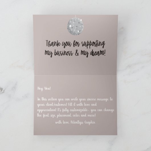 Disco Ball | Boho Blume | Dankeskarte (Innenseite)