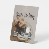 Disco Ball | Boho Blume | QR-Code | Zahlungszeiche Sockelschild (Vorderseite)