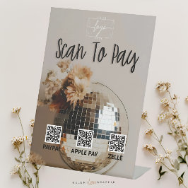 Disco Ball | Boho Blume | QR-Code | Zahlungszeiche Sockelschild