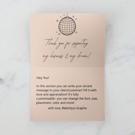 Disco Ball | Boho Florals | ästhetisch Dankeskarte (Innenseite)