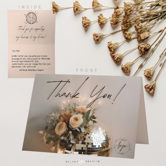 Disco Ball | Boho Florals | ästhetisch Dankeskarte