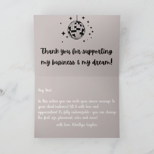 Disco Ball | Boho Florals | Dankeskarte (Innenseite)