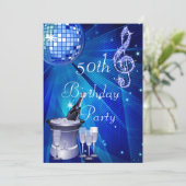 Disco-Ball, Champagner-Eimer 50. Geburtstag Einladung (Stehend Vorderseite)