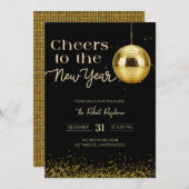 Disco ball cheers New Year's  Party  Einladung (Vorne/Hinten)
