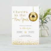 Disco ball cheers New Year's  Party  Einladung (Stehend Vorderseite)