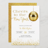 Disco ball cheers New Year's  Party  Einladung (Vorne/Hinten)