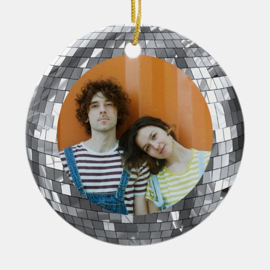 Disco Ball Christmas Funky Peace and Liebe Keramik Ornament (Vorne)