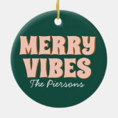 Disco Ball Christmas Funky Peace and Liebe Keramik Ornament (Hinten)