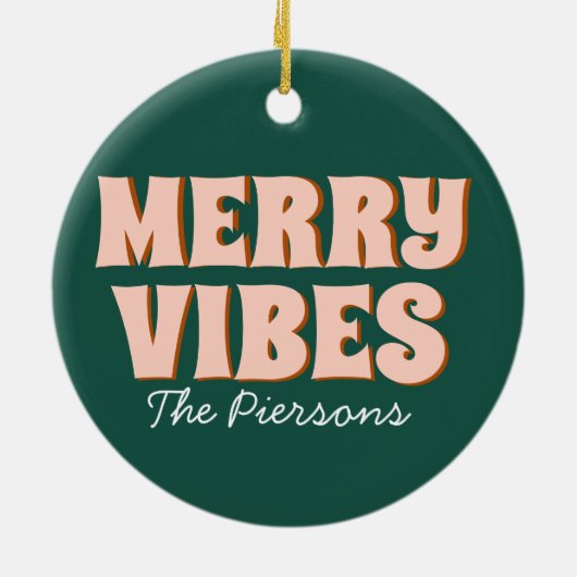 Disco Ball Christmas Funky Peace and Liebe Keramik Ornament (Hinten)