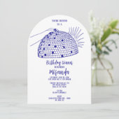 Disco Ball Dinner Einladung blau (Stehend Vorderseite)