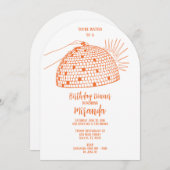 Disco Ball Dinner Orange Einladung (Vorne/Hinten)