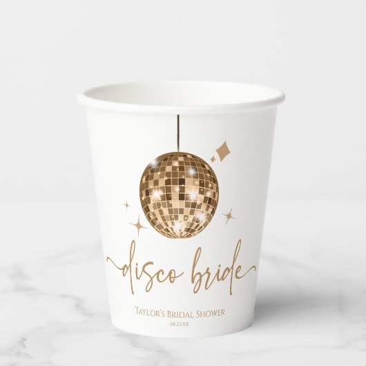 Disco Ball Disco Brautparty Pappbecher (Vorderseite)