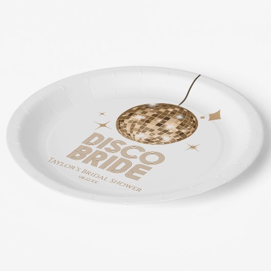 Disco Ball Disco Brautparty Pappteller (Schrägansicht)