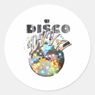 Disco Ball Disco Diva Queen - 70er Retro Vintag Da Runder Aufkleber