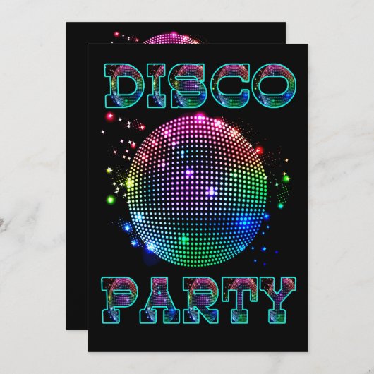 Disco-Ball-Disco-Party-Gewohnheits-Einladung Einladung (Vorne/Hinten)