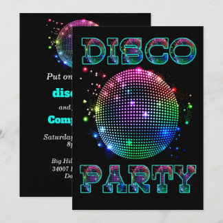 Disco-Ball-Disco-Party-Gewohnheits-Einladung Einladung