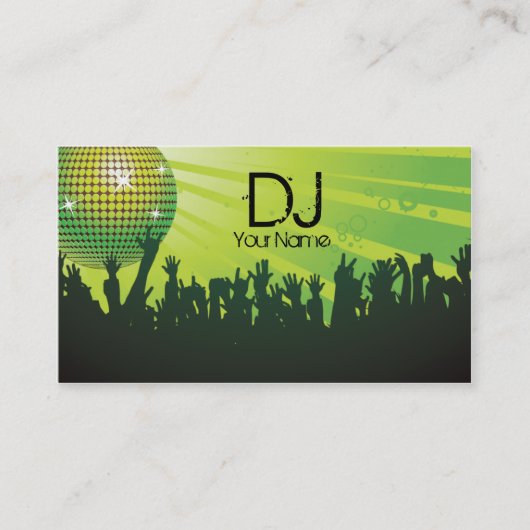 Disco Ball - DJ Visitenkarte grün (Vorderseite)