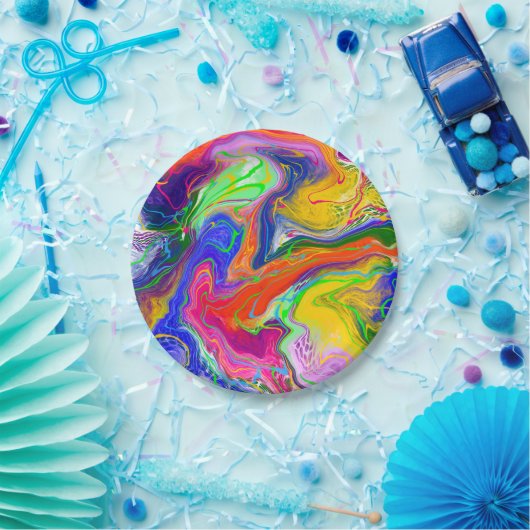 Disco Ball Electric Marble Fluid Art Pappteller (Party)
