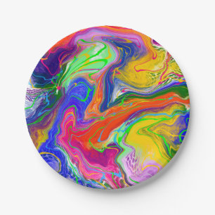 Disco Ball Electric Marble Fluid Art    Pappteller